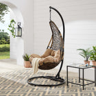 Modway - Abate Rotin en osier Terrasse extérieure Chaise à balançoire - Black Moka-Cadre robuste en acier revêtu de poudre
