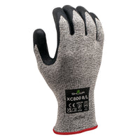 SHOWA S-TEX Microporous Embossed Nitrile A5 Cut Resistant Poly Glove - Knit HPPE/Stainless Steel Liner - Black/Grey - Large -Microporous foam nitrile coating