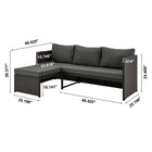 Manhattan Comfort - Ensemble de 3 : canapé 2 places et fauteuil lounge de patio moderne Menton avec table basse - marron et gris-Dimensions de la table basse : 45 cm de longueur, 45 cm de profondeur, 67 cm de hauteur