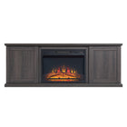Manhattan Comfort Franklin 60" Modern Fireplace - Black and Brown - Set of 2-Traditional Barn-Like Electric Fireplace for Indoor Living Room Usage