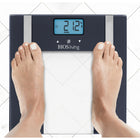 BIOS Living - Pèse-personne impédancemètre en verre - pile au lithium-Afficheur ACL rétroéclairé bleu de 2¾ po x 1¼ po / 7 x 3 cm