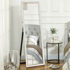 HOMCOM Full Length Mirror Standing Leaning Wall - 21" W x 64" H - White-Velvet fabric frame enhances room aesthetics 
