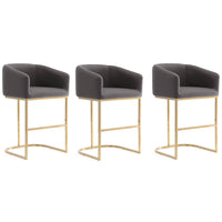 Manhattan Comfort - Louvre tabouret de comptoir mi-siècle moderne en similicuir gris et or titane, lot de 3-Tabouret de comptoir moderne du milieu du siècle avec dossier, parfait pour une utilisation au bar et dans la cuisine