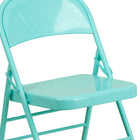 Flash Furniture HERCULES COLORBURST Series Tantalizing Teal Triple Braced & Double Hinged Metal Folding Chair-18 Gauge Steel Frame