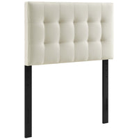 Modway Lily Upholstered Fabric Twin Headboard - Ivory-Elegantly tufted headboard