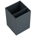 JAM Paper Plastic Pen Holder - Grey-Size: 2 3/4" x 2 3/4” x 3 7/8" | Features two compartments for easy access and extra organization.