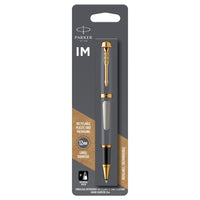 Parker IM Rollerball Pen - Brushed Metal - Fine Point - Black Ink-Smart, polished and established designs meet a modern, tapered silhouette