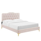 Modway Amber Full Lit Plateforme Avec Pieds en Métal Doré - Rose-FONDATION SOLIDE DE MATELAS – Avec un cadre robuste en MDF, ce lit plateforme est équipé d’une poutre centrale renforcée et de pieds de soutien pour une stabilité accrue