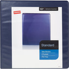 Staples Standard View Binder with D-Rings - 3" - Blue-Pages lie flat with back-mounted rings