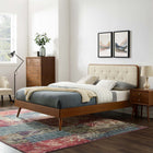 Modway Bridgette Wood Queen Platform Bed with Splayed Legs - Walnut Beige-Rubberwood Legs