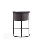Manhattan Comfort Cosmopolitan 23.7" Mid-Century Modern Faux Leather Upholstered Counter Stool - Pebble and Black-Seat Height: 25.5"