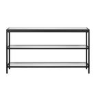 Hudson&Canal Alexis 55"W Console Table - Blackened Bronze-Features a tempered glass top and shelves