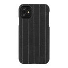 Gry Mattr - Étui en tissu GMF7MB pour iPhone 11/XR - Pinstripe au charbon-Tissu doux avec doublure en microfibre pour éviter les rayures