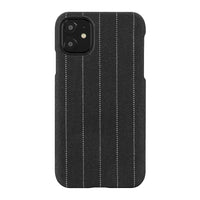 Gry Mattr - Étui en tissu GMF7MB pour iPhone 11/XR - Pinstripe au charbon-Tissu doux avec doublure en microfibre pour éviter les rayures