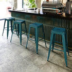 Flash Furniture Tabouret de bar pour intérieur et extérieur en métal bleu-sarcelle Kelly vieilli de 30 po haut. sans dossier-Conception sans dossier