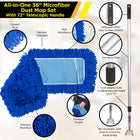 Gritt Commercial All-In-One 36” Microfiber Dust Mop Set with 72" Telescopic Handle - 4 Pack-Boasts a distinctive snap lock for 180-degree swivel action or fixed position
