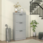 HOMCOM Narrow Shoe Cabinet with Flip Drawers & Adjustable Shelf - Grey-Compact design makes it great for small entryways or any narrow places