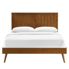 Modway Alana Wood Queen Platform Bed with Splayed Legs - Walnut-Wood Slat Support System