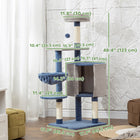 PawHut - Arbre à chat 48 po avec condo, hamac, perchoir - poteaux à griffer en sisal-Le design élégant bleu et gris s’harmonise facilement avec votre décoration intérieure moderne 