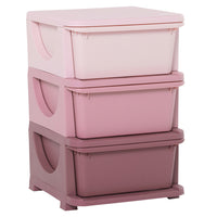 Qaba Kids Toy Storage Organizer with 3 Plastic Bins - Pink-Rounded edges help prevent your kid from getting injured in case they fall
