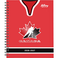 Hockey Canada 2026-2027 Weekly/Monthly planner - 11" H x 9" W - Red-Durable hard cover featuring official Hockey Canada branding
