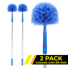 Gritt Commercial Cobweb Duster Brush with 6' Telescopic Pole - 2 Pack-Gentle bristles ensure surface protection