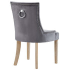 Modway Pose Performance Velvet Dining Chair - Grey-Studded Nailhead Trim