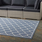 Modway - Avena Treillis en quadrifolie marocain intérieurs et extérieurs Tapis de 5 pi l x 8 pi L - Bleu et beige-Dessous en caoutchouc de prise