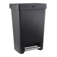 Rubbermaid 12.4 Gallon Step On Trash Can - Charcoal -Sleek, Modern Design: The charcoal body has a complementary stainless-steel pedal to enhance any space.