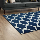 Modway - Beltara Treillis transitionnel en maillon de chaîne Tapis de 5 pi l x 8 pi L - Bleu marocain et ivoire-Dessous en caoutchouc de prise
