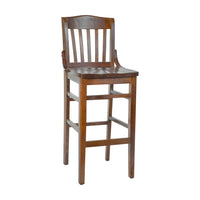 Flash Furniture HERCULES Series School House Back Walnut Wood Restaurant Barstool-Wood Barstool