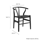 Modway Amish 29" Wood Dining Chair - Black-V-Shaped Cutaway Backrest