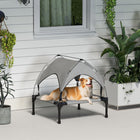PawHut Elevated Cooling Dog Cot Bed with Canopy for Small and Medium Dogs - Light Grey-Breathable mesh promotes cooling airflow for pet comfort 
