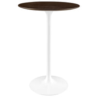 Modway Lippa 28" Round Wood Bar Table - White Cherry Walnut-Modern Bar Table