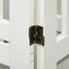 PawHut Free Standing Wooden 4 Panel Pet Gate with Door - White-Colour: White 