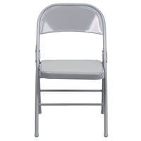 Flash Furniture – Chaise pliante en métal Hercules avec tissu, 4 charnières et 3 renforts, gris, paq./4-Ensemble de 4 chaises pliantes en métal