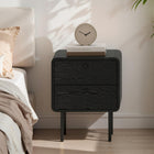 HOMCOM Nightstands with 2 Storage Drawers and Steel Legs - Black Wood Grain - Set of 2-7.1" (18 cm) clearance allows for effortless cleaning underneath by robot vacuums