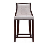 Manhattan Comfort - Tabouret de comptoir Fifth Avenue 19" traditionnel rembourré en similicuir - blanc perle et noyer - lot de 2-Comprend une base de repose-pieds