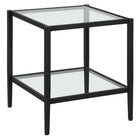 Hudson&Canal - Table d'appoint carrée Hera 50 cm de large avec étagère en verre - Bronze noirci-Un design contemporain moderne pour votre salon, votre chambre et plus encore