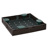 Outsunny - Bac à sable carré d'extérieur pour enfants avec auvent et revêtement en tissu - 123 x 123 cm - Marron-Le bricolage de ce bac à sable ne nécessite aucun outil spécial 