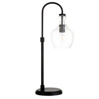 Hudson&Canal Verona 27" Tall Arc Table Lamp with Glass Shade - Blackened Bronze/Clear-Mid-century modern design for your living room, workspace, or bed side table