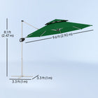 Outsunny - Parasol de patio déporté 10 pi avec rotation à 360°, hauteur réglable, base en croix, manivelle et inclinaison, vert foncé-Rotation à 360° et réglage en hauteur pour une ombre personnalisée  