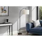 Monarch Specialties - Luminaire - 65 po H Lampadaire - Métal Noir - Abat-Jour Ivoire / Crème - Contemporain-Pouvant accueillir une ampoule de 100 W (non incluse), ce luminaire décoratif est doté d'un interrupteur à pied marche/arrêt pratique qui permet une utilisation facile et polyvalente pour créer l'ambiance idéale afin d'illuminer un salon, une chambre ou un bureau