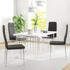 HOMCOM - Chaises de salle à manger avec siège rembourré et pieds en acier - noir - lot de 4-Rembourrage épais en mousse et doublure en fausse fourrure pour un confort accru et un nettoyage facile