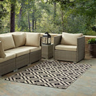Modway Perplex Geometric Diamond Trellis Indoor/Outdoor Area Rug - 8 ft W x 10 ft L - Black/Beige-Tight Low Pile Weave