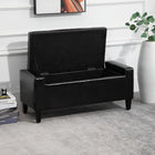 HOMCOM Storage Bench with Flip Top Ottoman - Black-Flipping lid design makes it easy to open and put clutters into it;