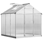 Outsunny 6' x 6' x 6.4' Polycarbonate Greenhouse- Powder-coated aluminium alloy frame offers durable support    
 