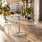 Flash Furniture 23.5" Round Aluminum Indoor-Outdoor Table Set with 2 Slat Back Chairs-Set Includes Table and 2 Chairs