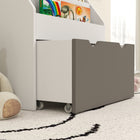 Qaba Kids Bookshelf with 3 Tier Display Shelves, Drawer for Nursery - Grey-Colour: Grey
