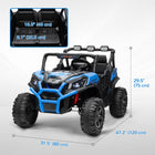 Qaba 24V 7AH Big Battery Powered Kids Ride Car with 2 Seater - Blue-Offers 3 adjustable speeds, with a slow start function for enhanced safety 